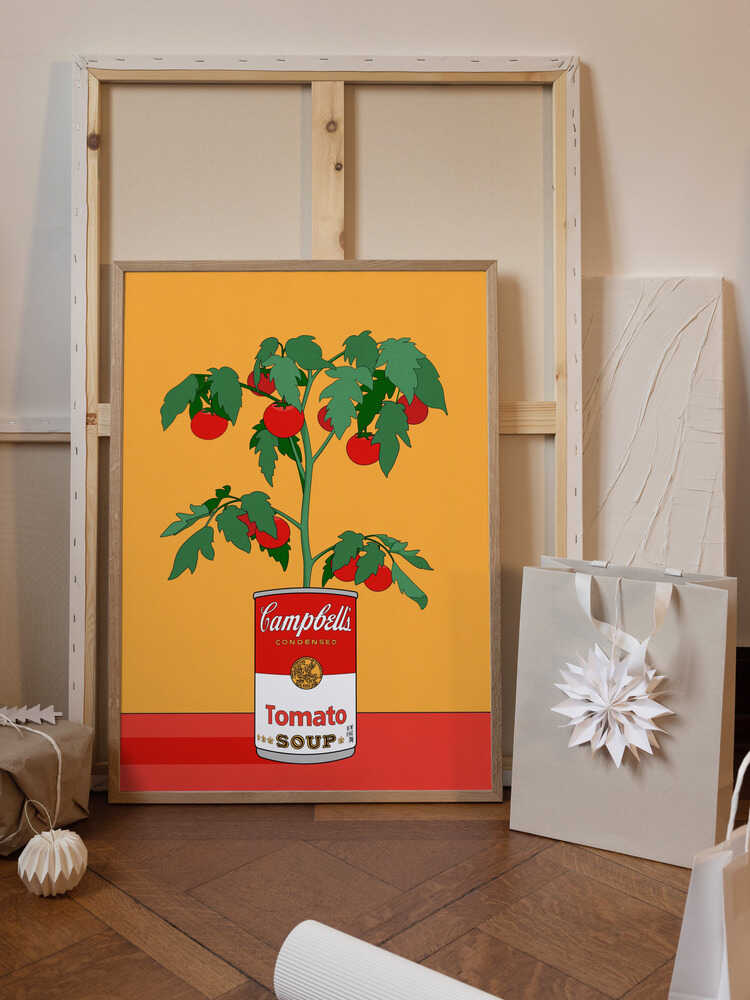 Campbells Soup Tomato Plant Retro Illustration
