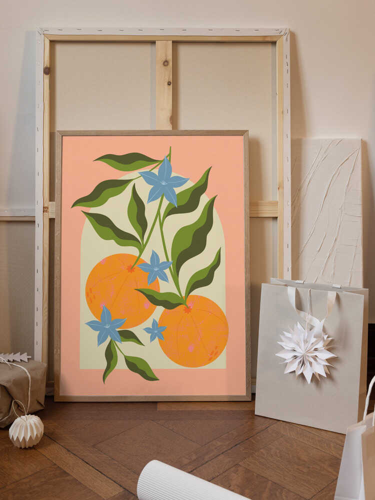 Orange Branch with Flowers