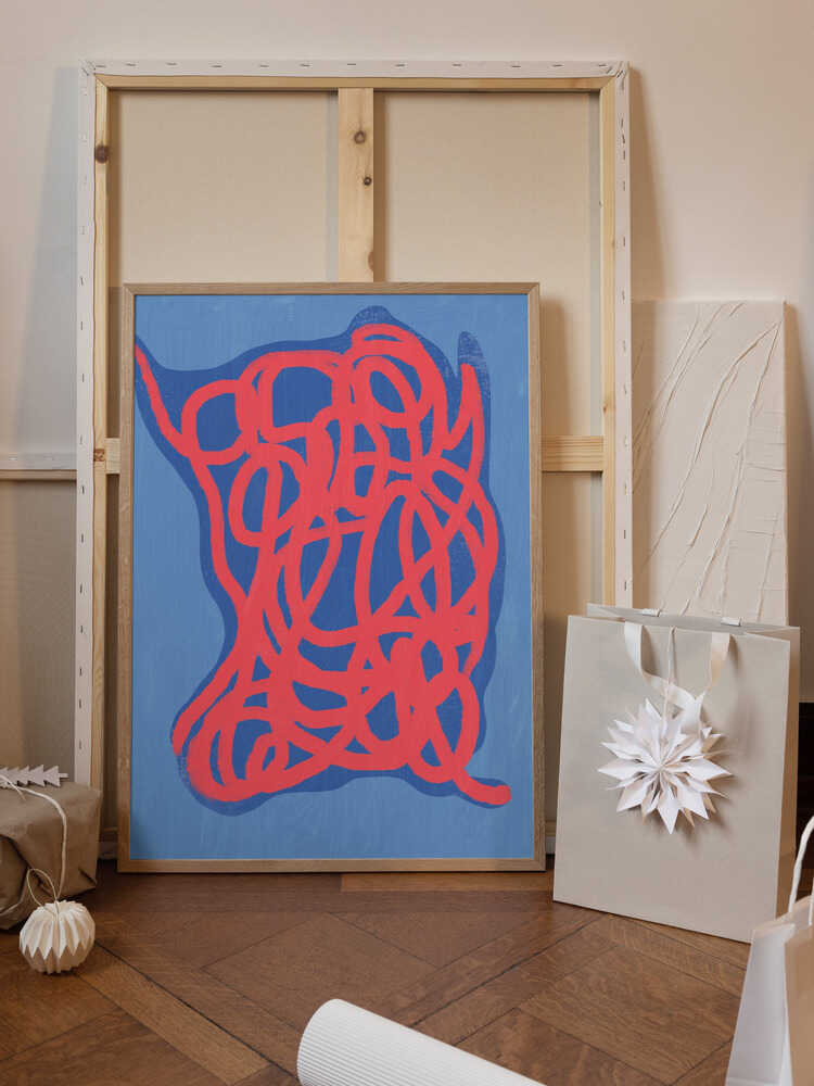 Red Tangled Line Pattern