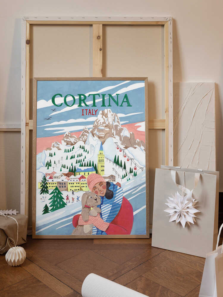Travel Poster Woman in Cortina, Italy