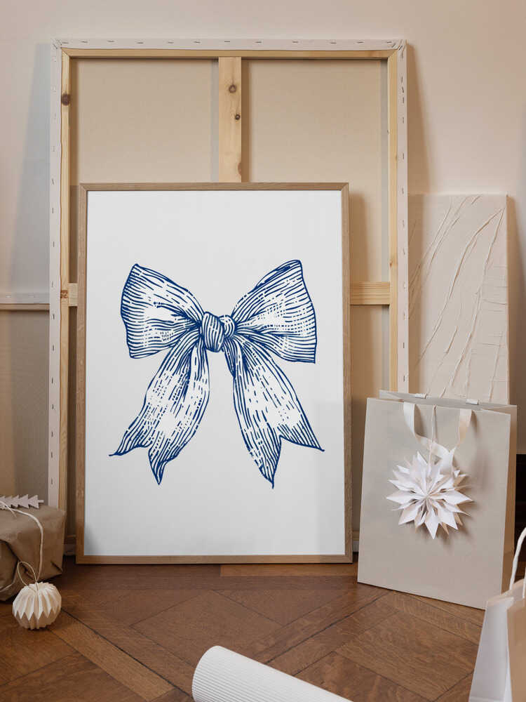 Dark Blue Coastal Striped Bow