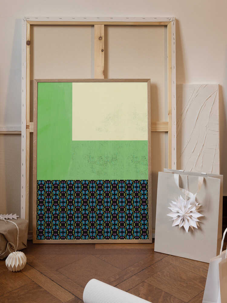 Pastel green and nyonya pattern collage