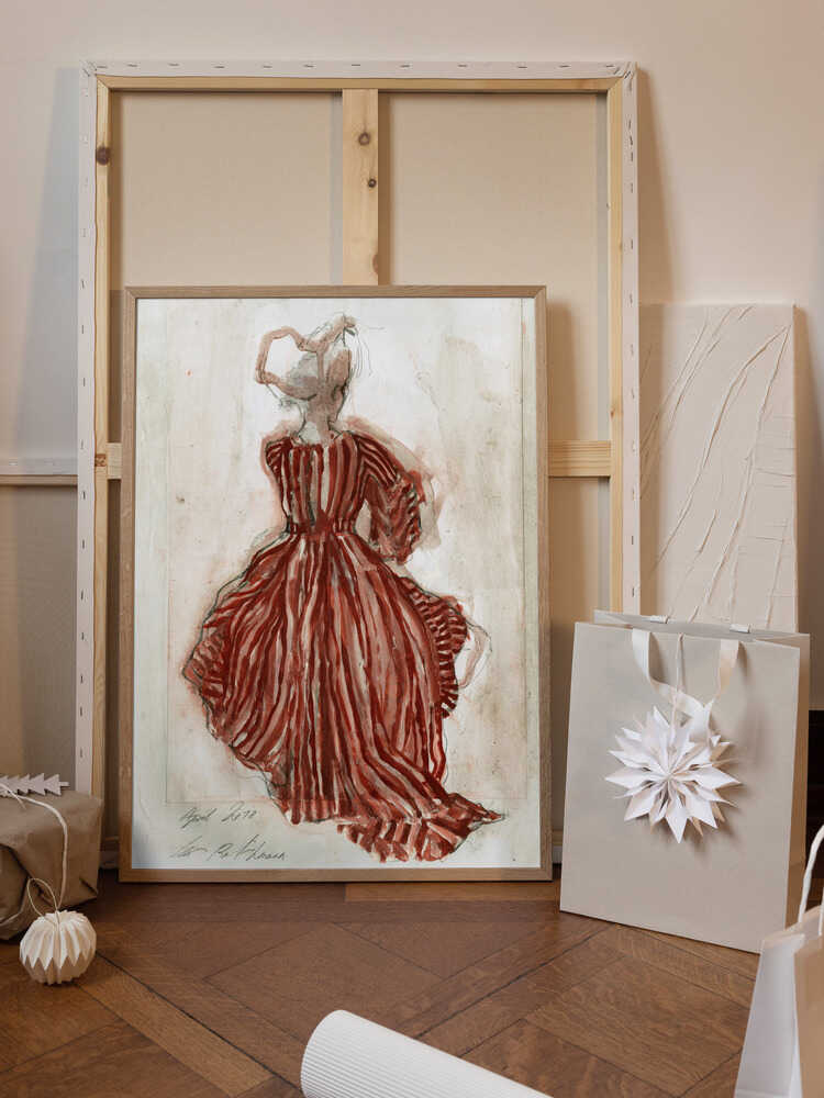 Woman In A Red Striped Dress