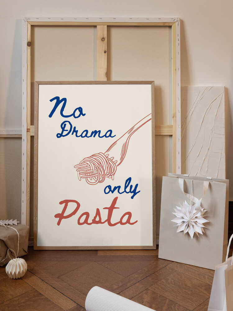 No drama only pasta, Illustration + Text