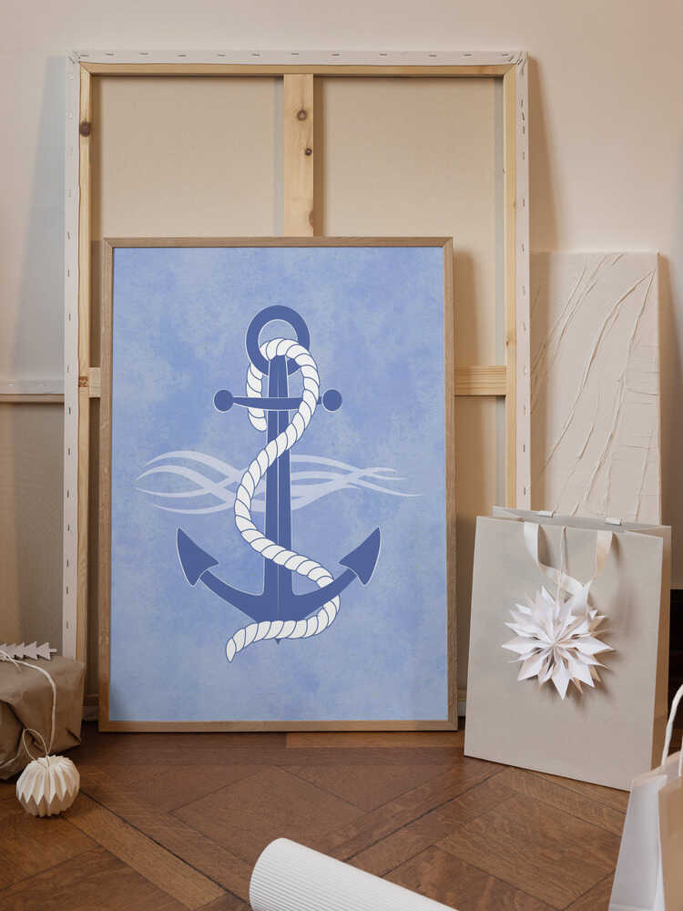 Blue Anchor Wrapped in a White Rope