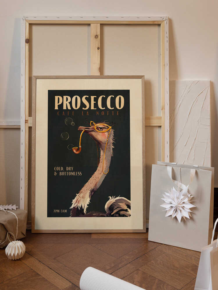 Art Deco Prosecco Wall Art Of An Ostrich