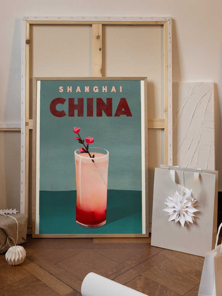 Travel Poster Cocktail Shanghai China