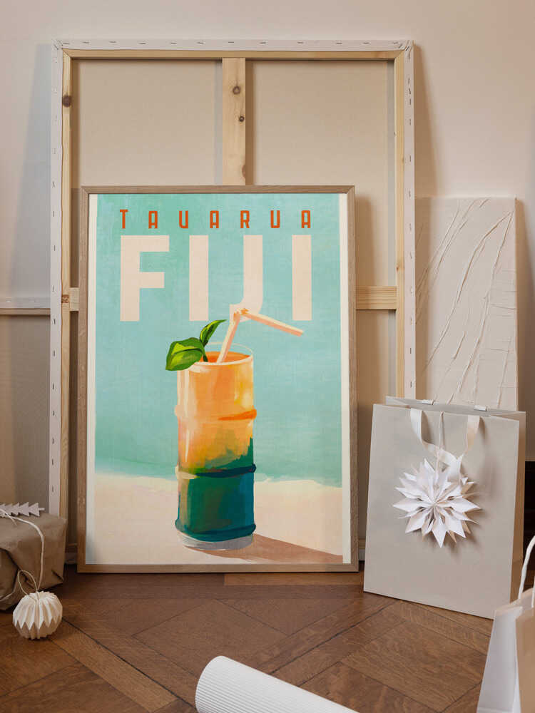 Tavarua Fiji Cocktail Poster Travel Art