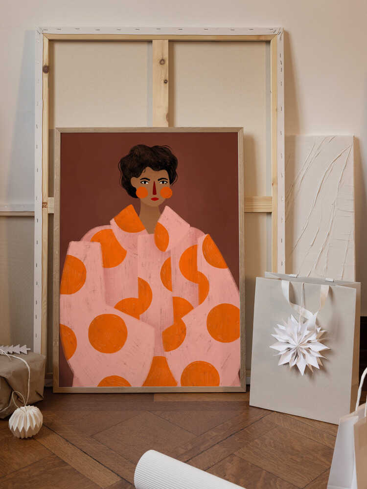 Woman With Orange Dots