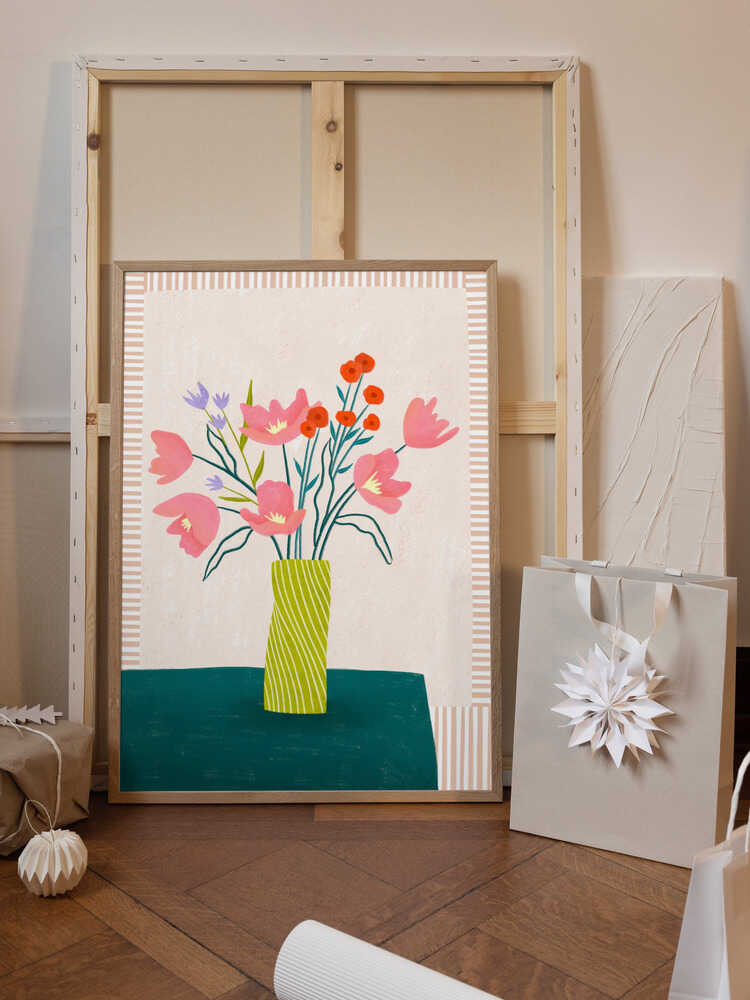 Colorful Blossoms in Stripes