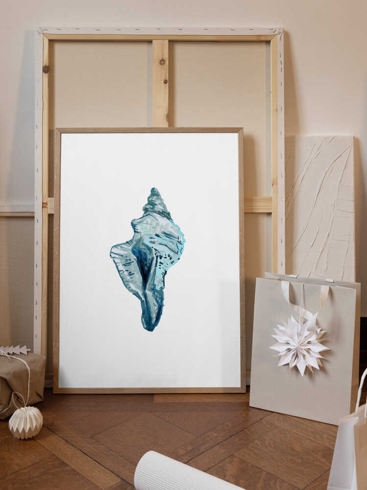 Blue Seashell On White Background No4