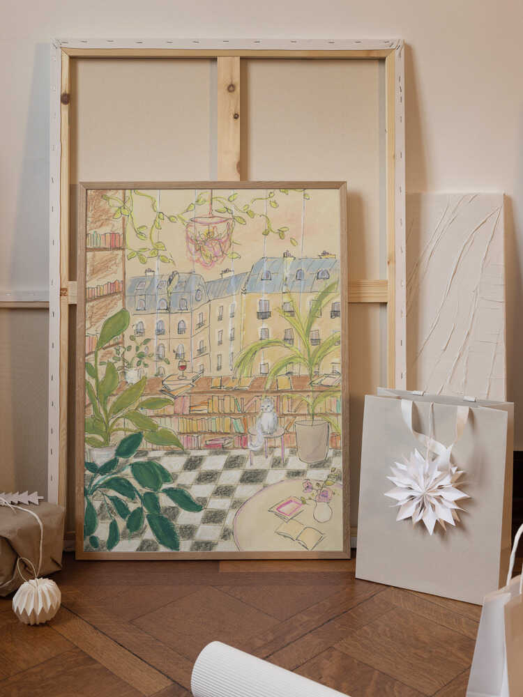 Antique Parisian Book Store Cat