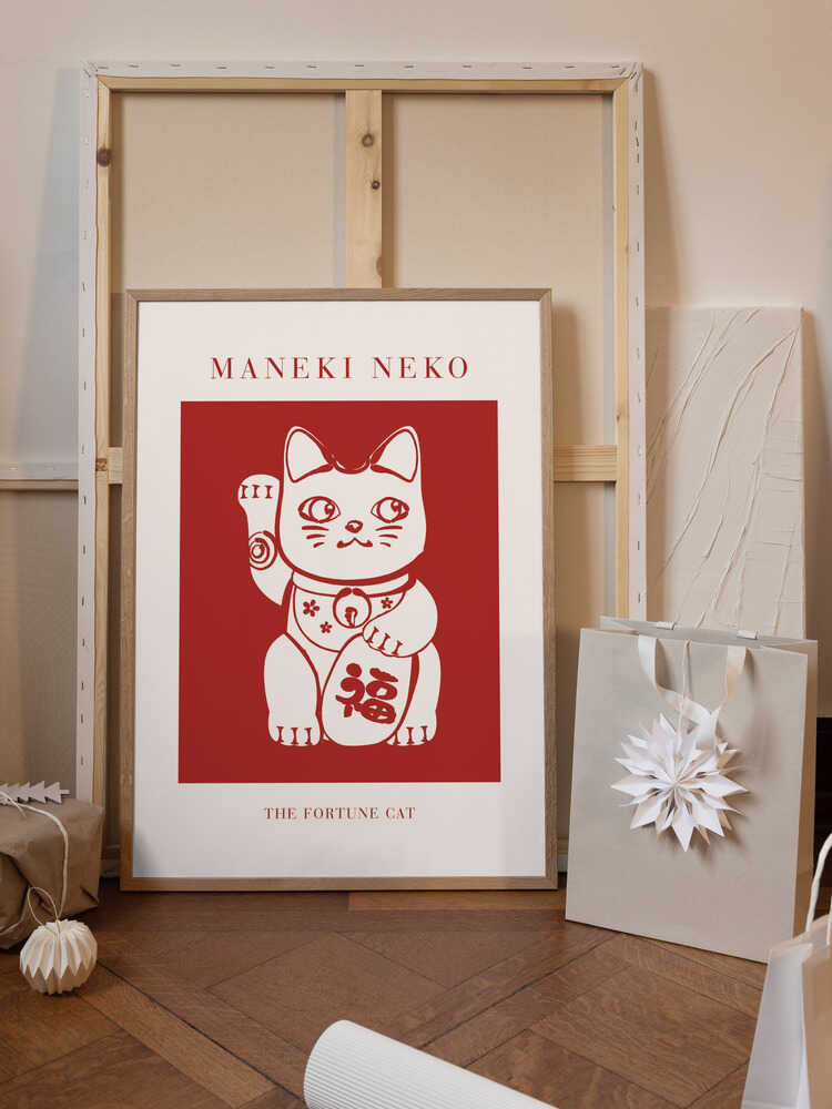 Maneki-Neko Cat Red