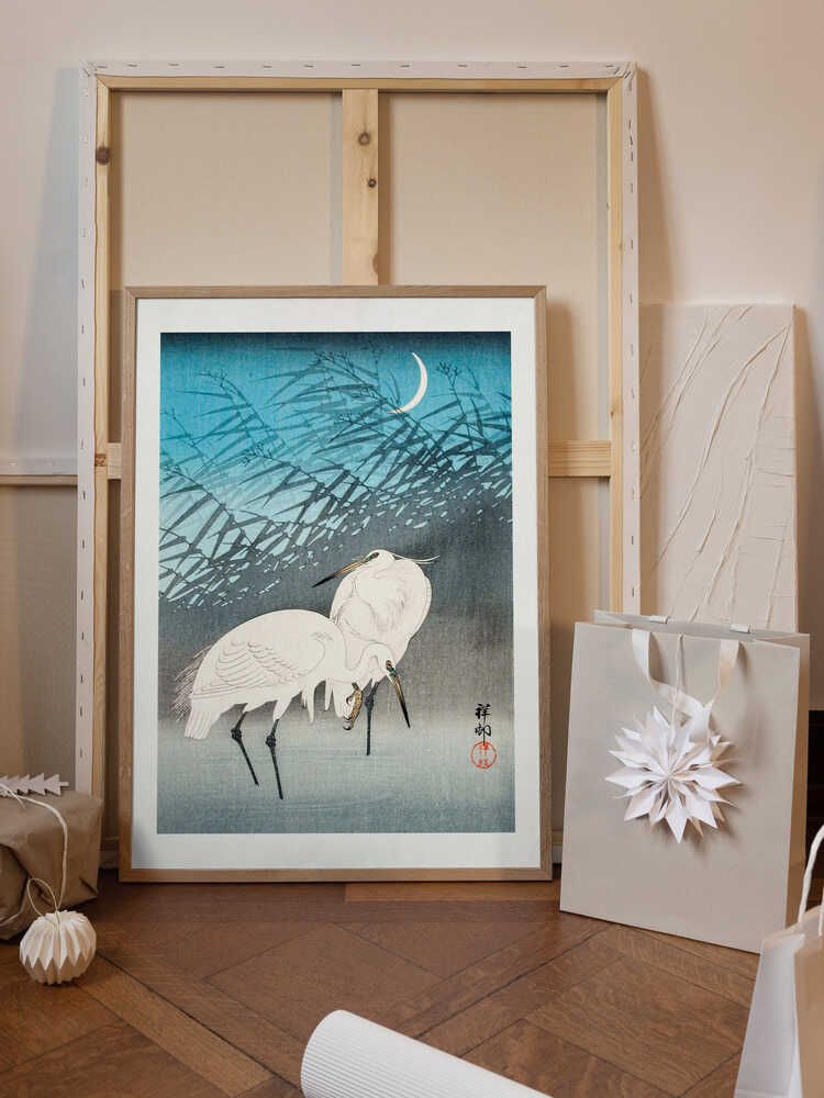 Egrets and Reeds In Moonlight (1926)