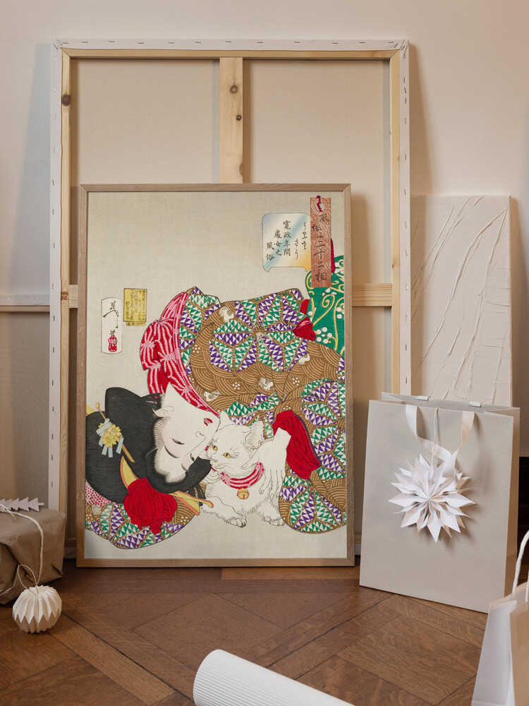 Woman With Pet Kansei Era (1888) By Tsukioka Yoshitoshi