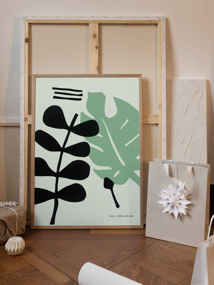 Minimalist Plant Art Print, Scandinavian Style Botanical Wall Art