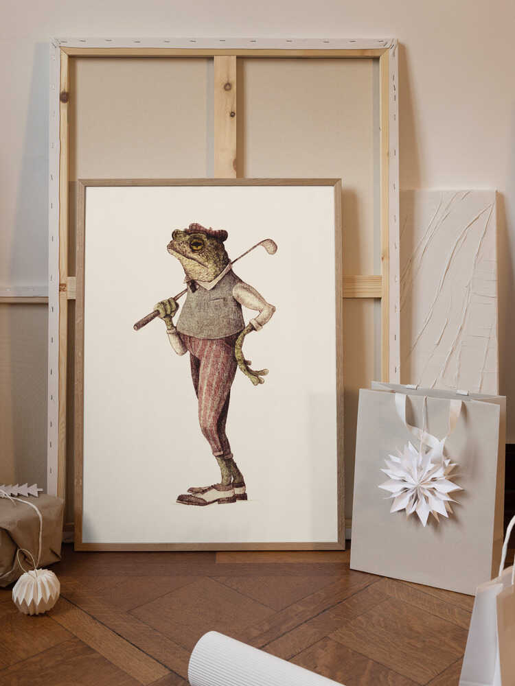 Frog In Vintage Golf Attire