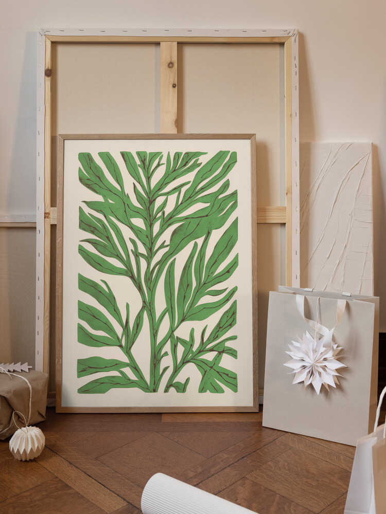 The Tree Branch with Green Leaves