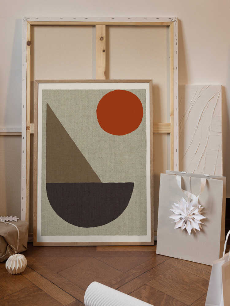 Abstract Shapes in Earth Tones with Red Circle