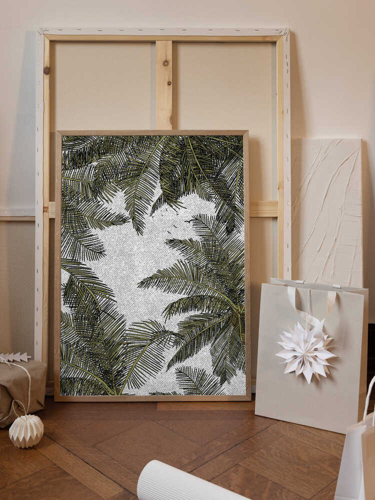 Palm Leaves On A Textured Background