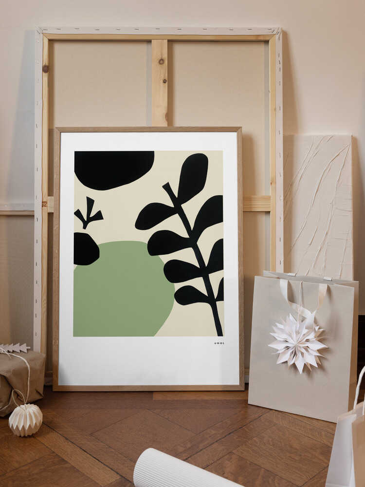 Black And Soft Green Organic Shapes