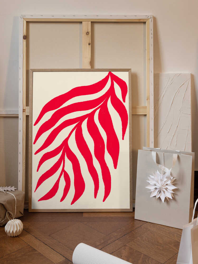 Red Silhouette Textured Branch