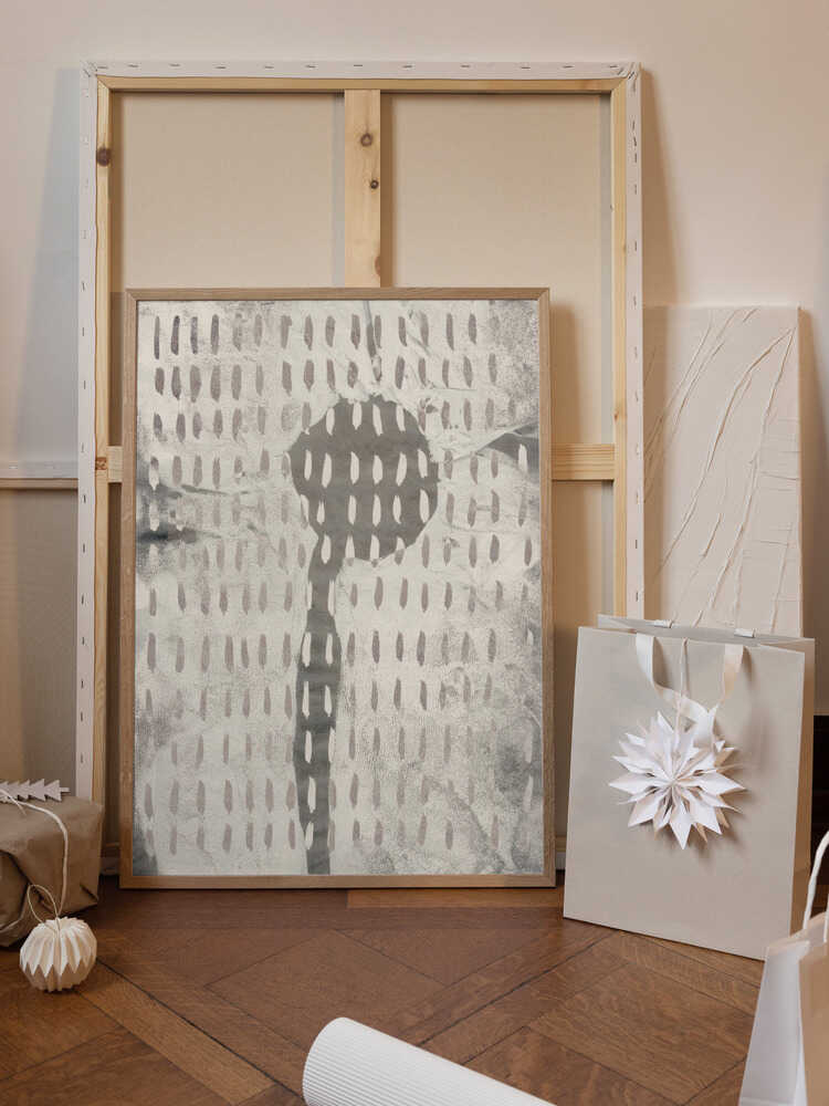 Contemporary Abstract In White and Grey