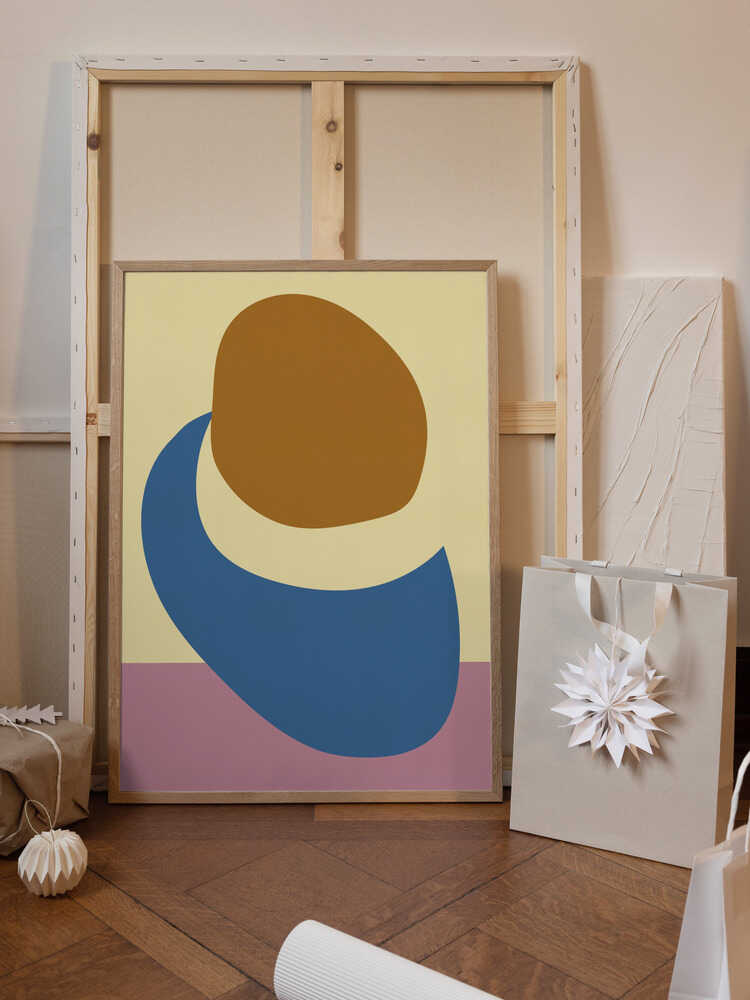 Balanced Stones in Blue , Butter Yellow and Terra