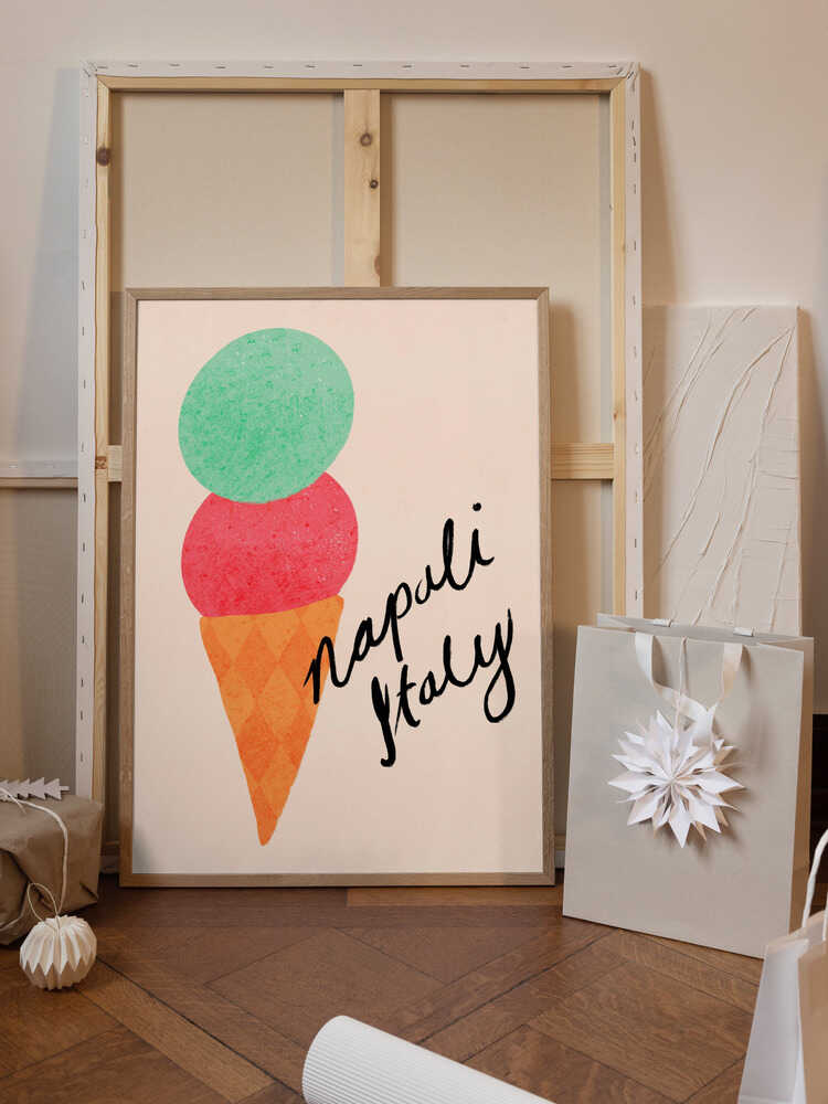 Napoli Italy Gelato Ice Cream Typography Poster