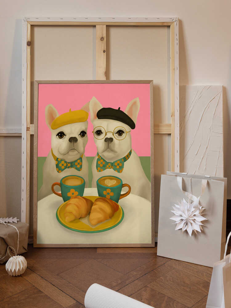 French Bulldogs At Breakfast Café