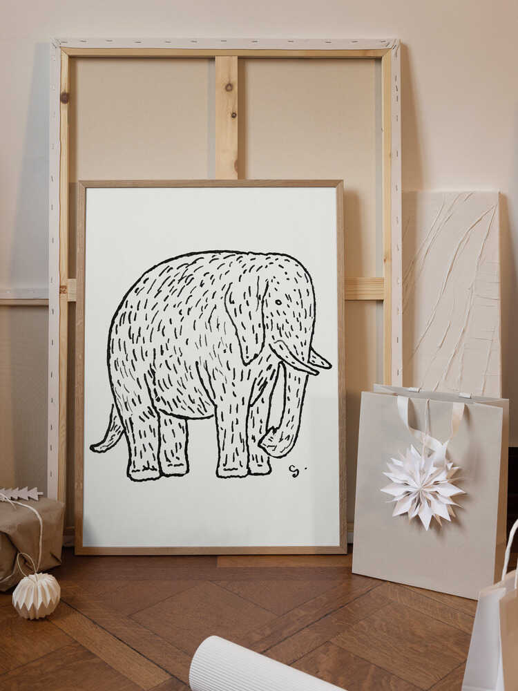 Elephant (ca. 1891–1941) Drawing In High Resolution By Leo Gestel